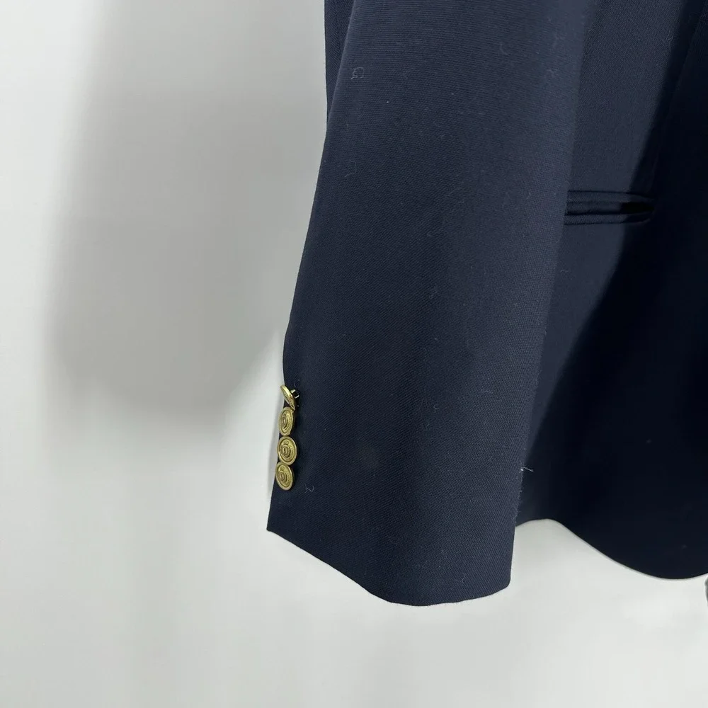 Stafford Single Breasted Golden Button Classic Fit Coat Blazer Royal Blue 48 R‎